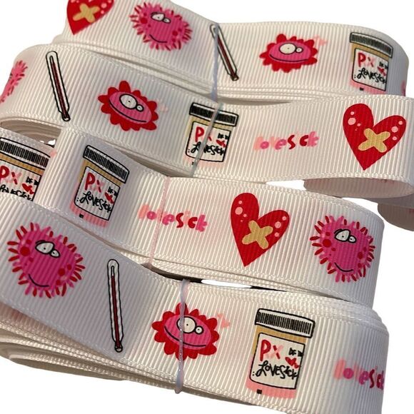 Grosgrain printed Ribbon 7/8” NEW 5 yards Lovesick love sick Valentine’s Day - Picture 1 of 4